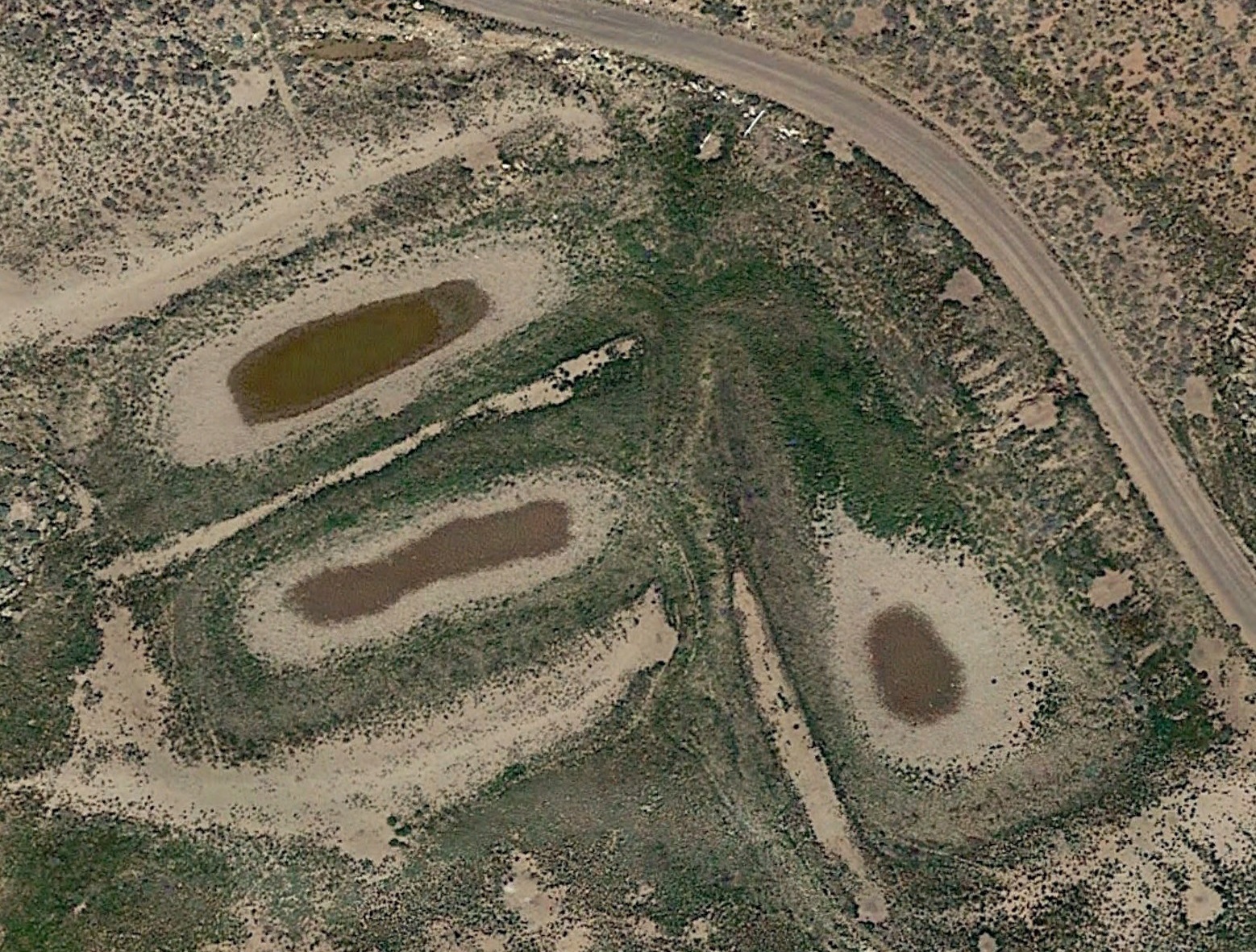 Aerial view of some clayholes