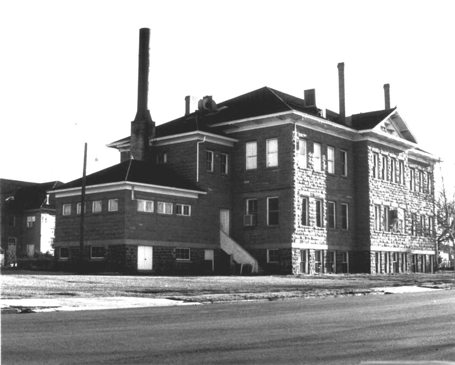 West (back) and south sides of the Dixie Academy Building in 1980