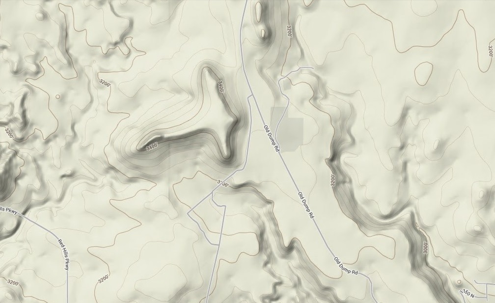 Topographic drawing of T-Bone Hill