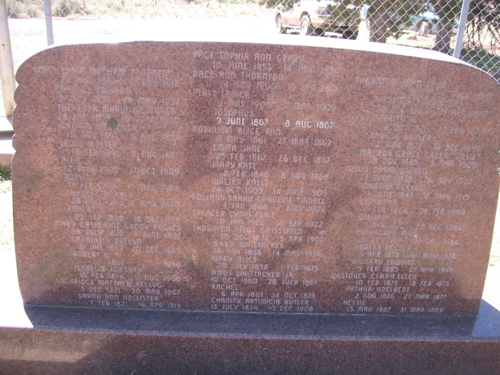 Photo of the back of a marker at the Pinto Cemetery