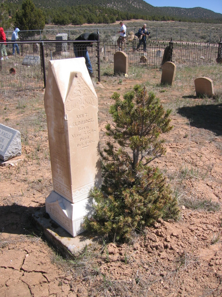 Photo of a tall marble grave marker at the Pinto Cemetery