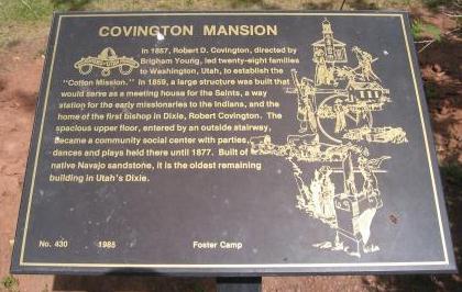 Plaque in front of the Covington Mansion