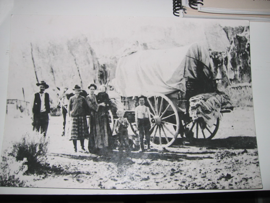 WCHS-00342 Pioneers in Front of a Covered Wagon