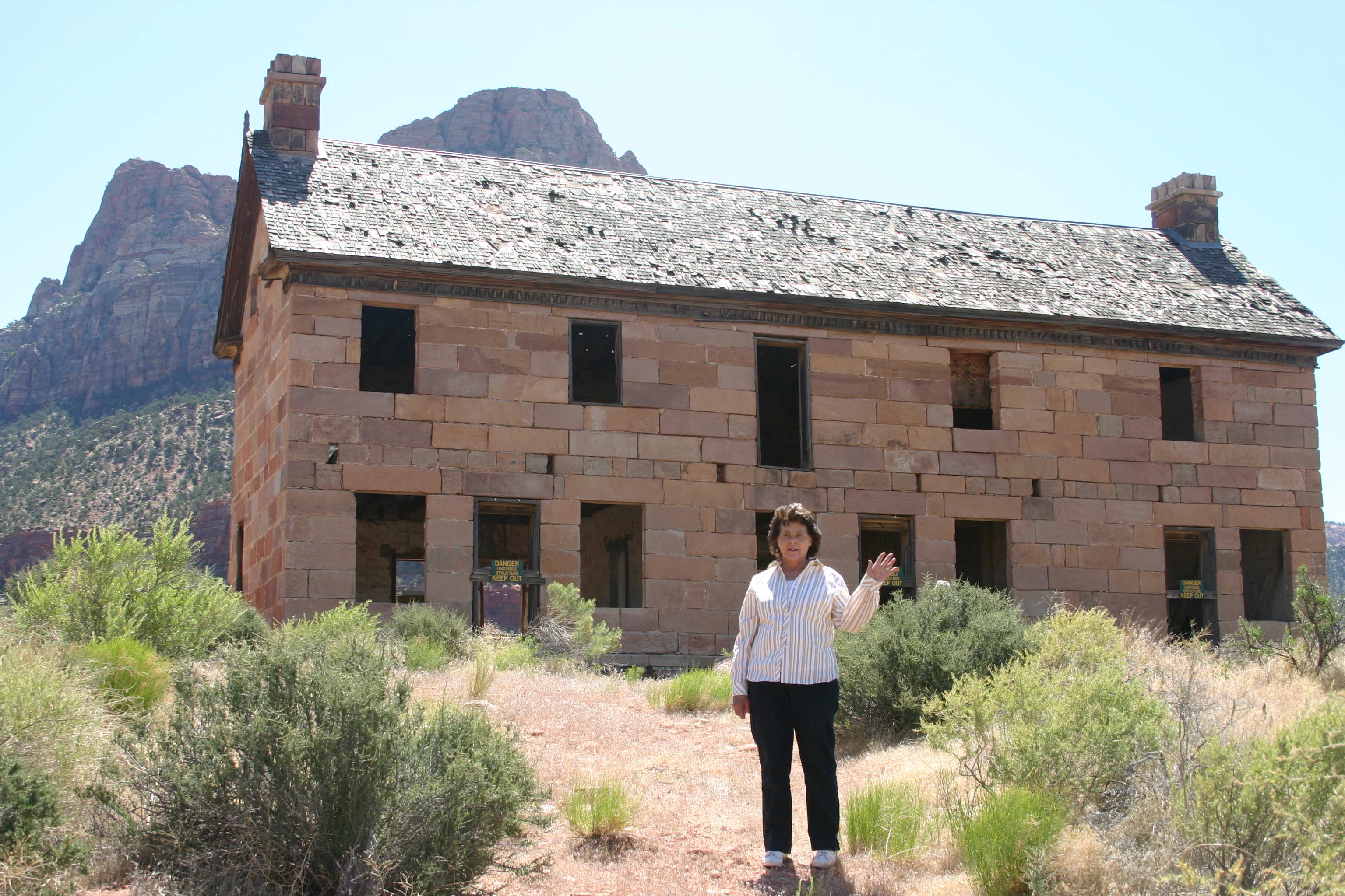 Karen Platt and the DeMille rock house