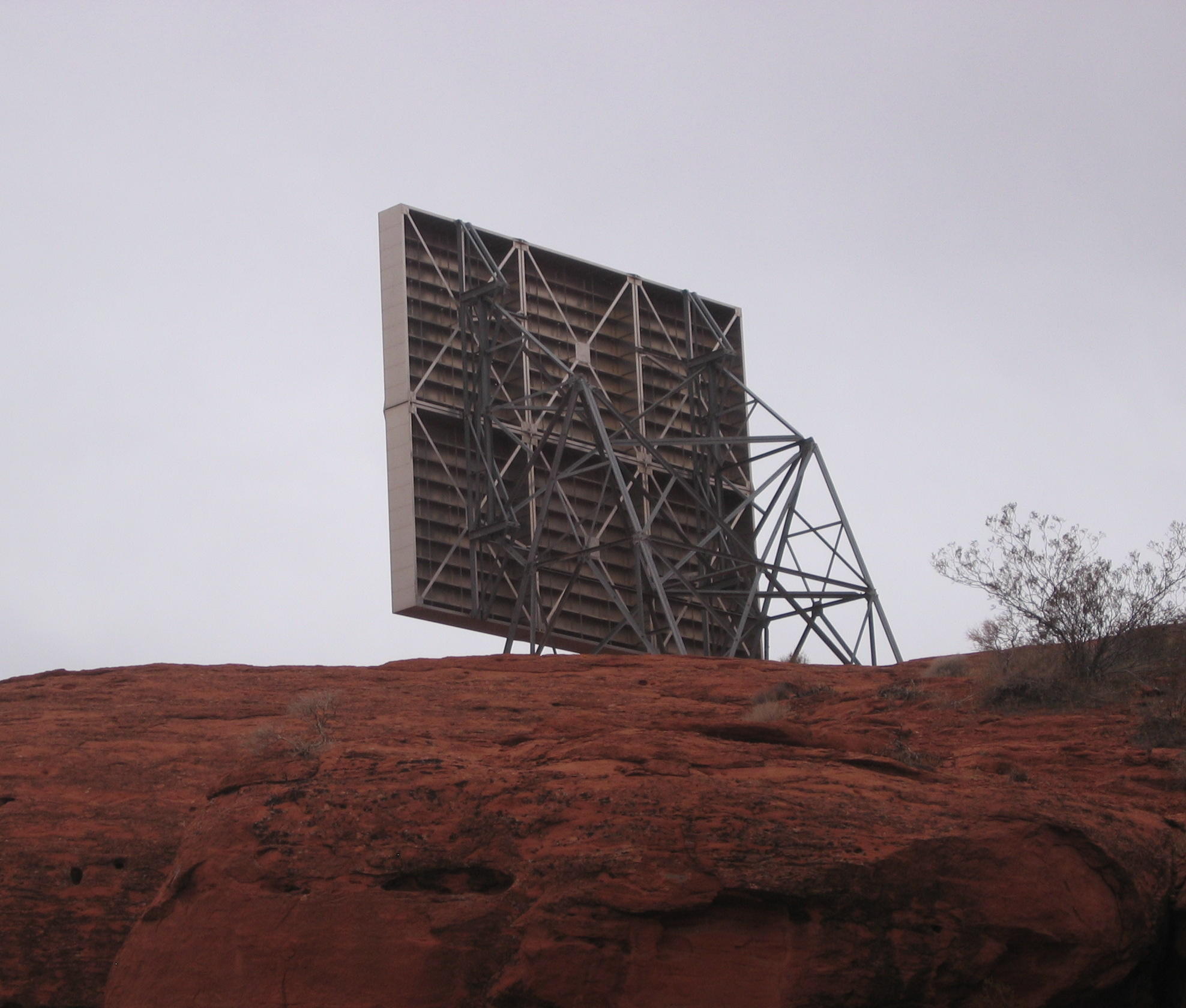 Back of the telephone microwave reflector on the Red Hill