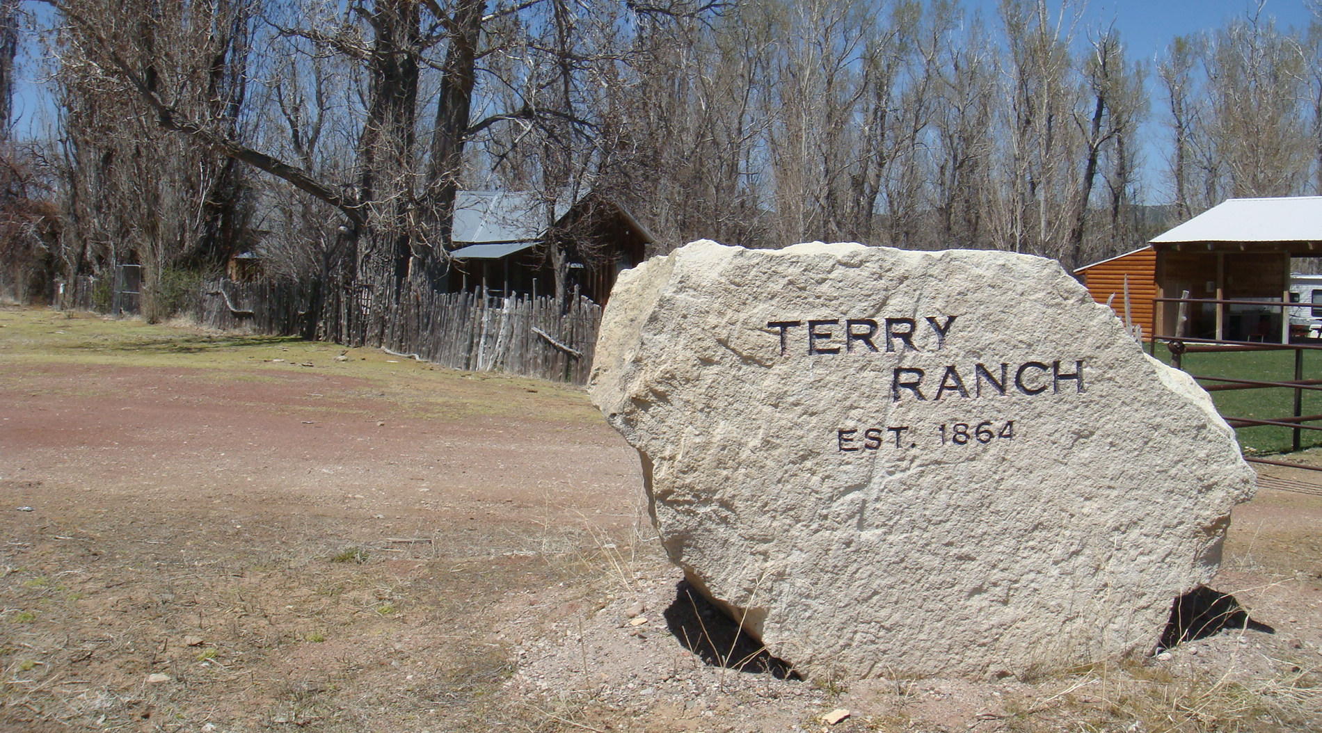 Terry Ranch sign painted on a big rock