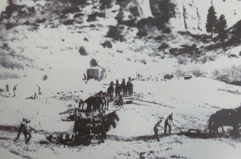 Men working on the road through Zion National Park