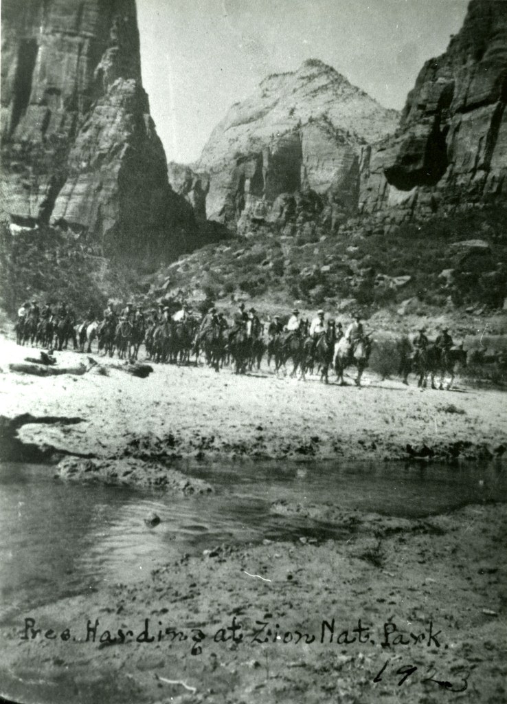 President Harding and his entourage on horseback in Zion National Park