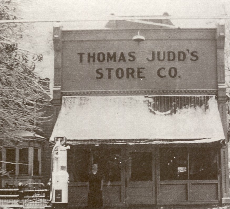 Thomas Judd's Store with a gas pump out in front