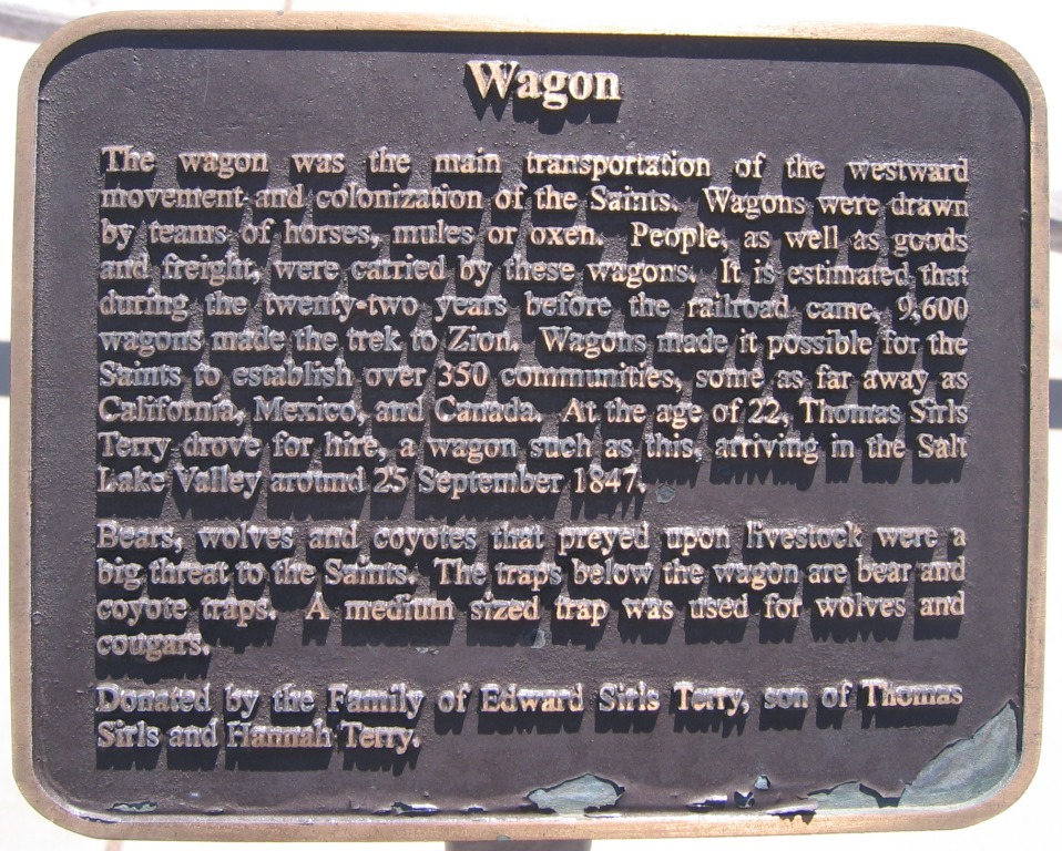 'Wagon' descriptive plaque at the Terry Heritage Park
