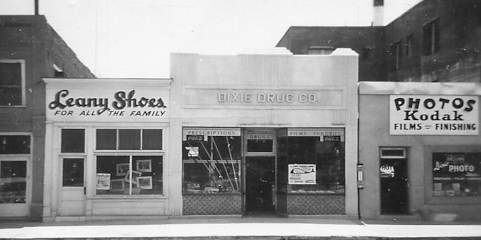 Leany Shoes, Dixie Drug, and Dixie Photo stores