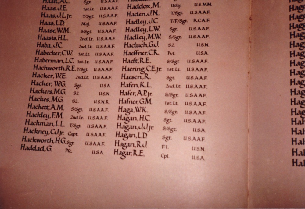 Page of the Roll of Honour