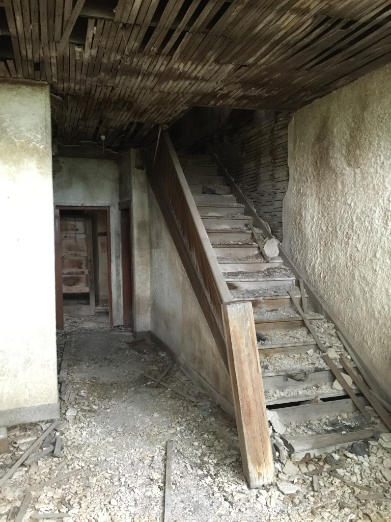 Stairs in the ruins of the old hotel in Modena