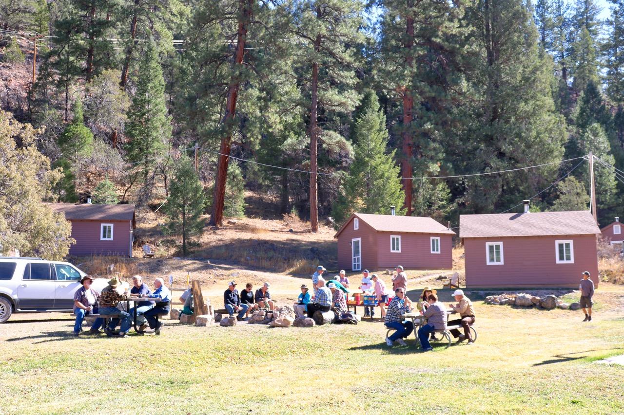 DASIA field trip people having lunch at the Big Springs Rental Cabins