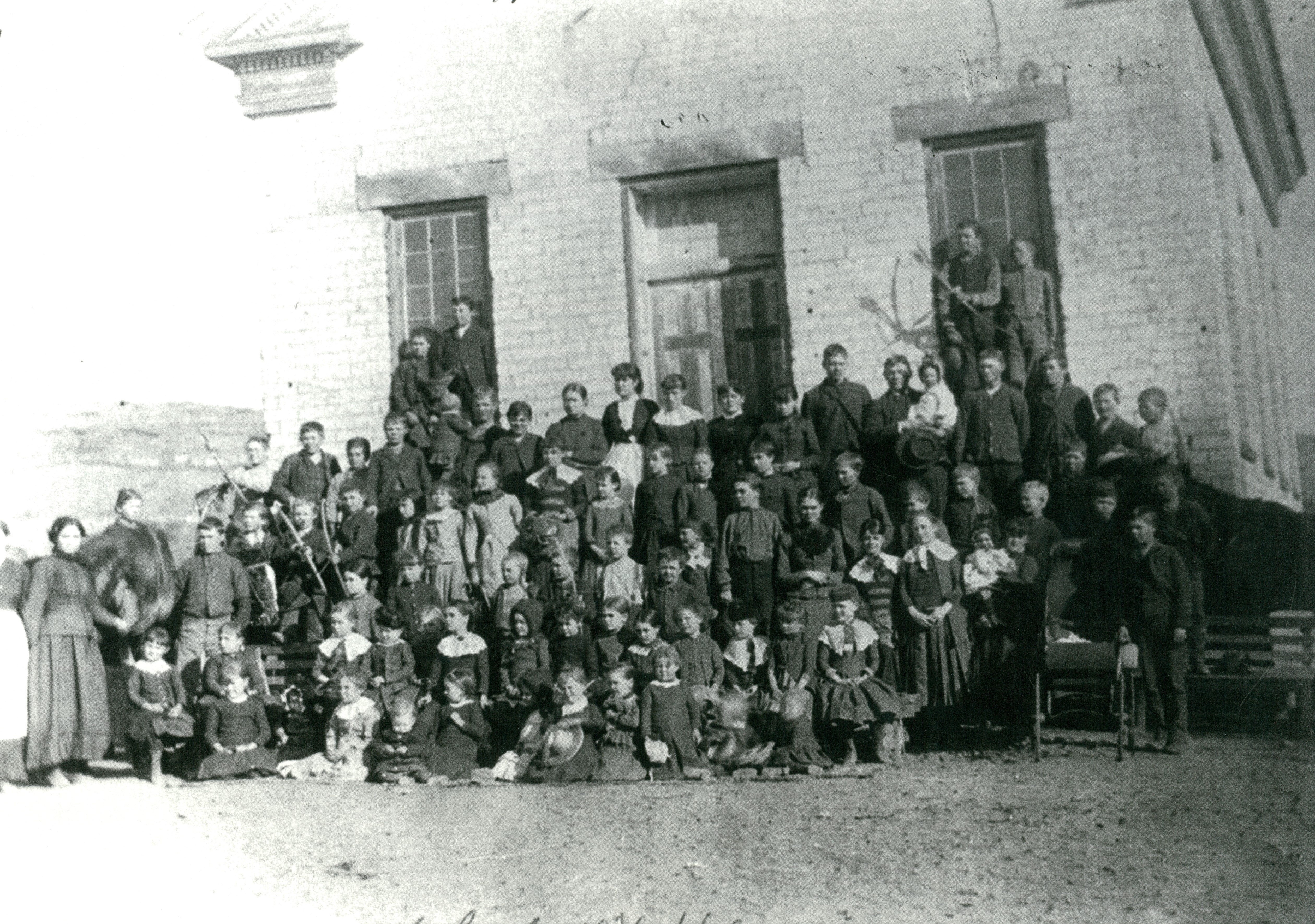 People in front of the old Hebron Church in 1888