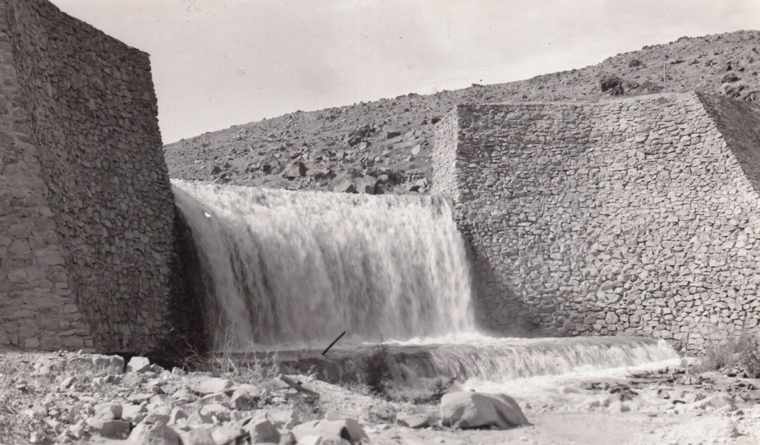 The Shem Dam spillway carrying spring runoff