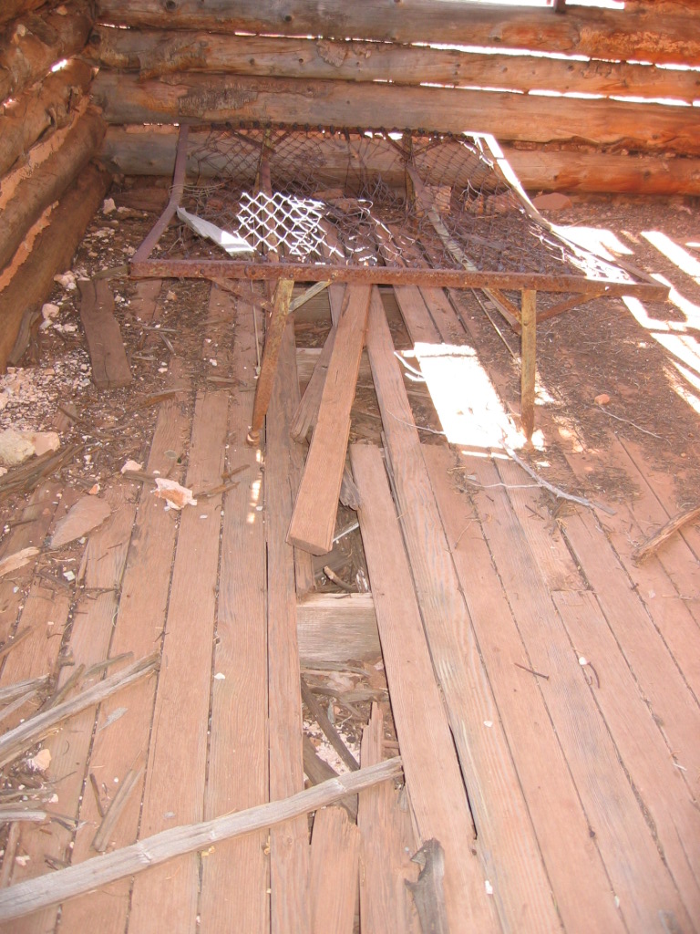 Floor and bed in the Larson cabin